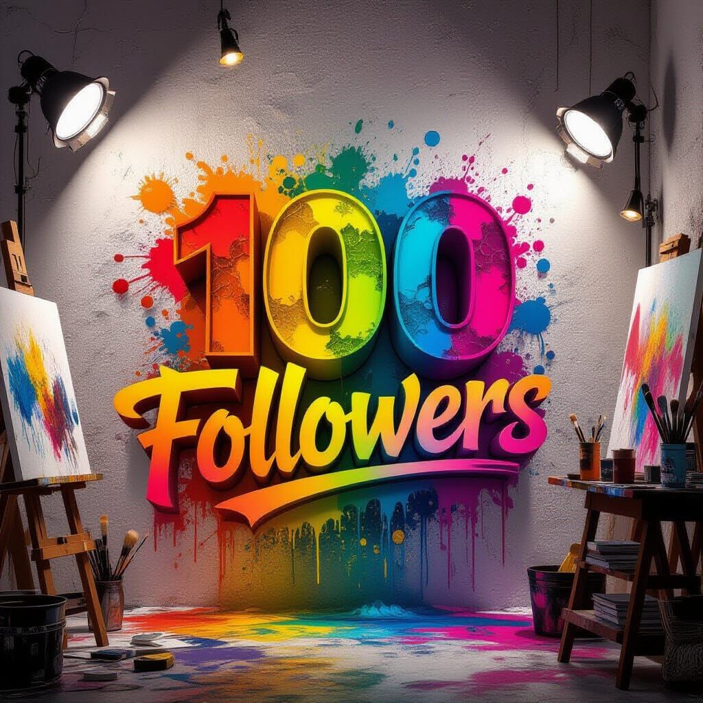 Vibrant Digital Art Celebrating 100 Followers