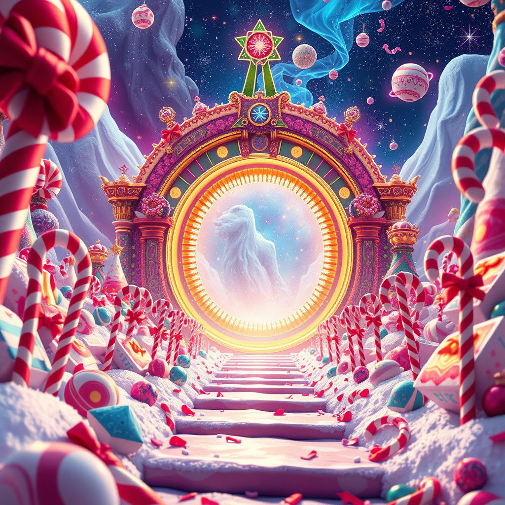 Opulent Christmas Stargate in a Candy Art Realm
