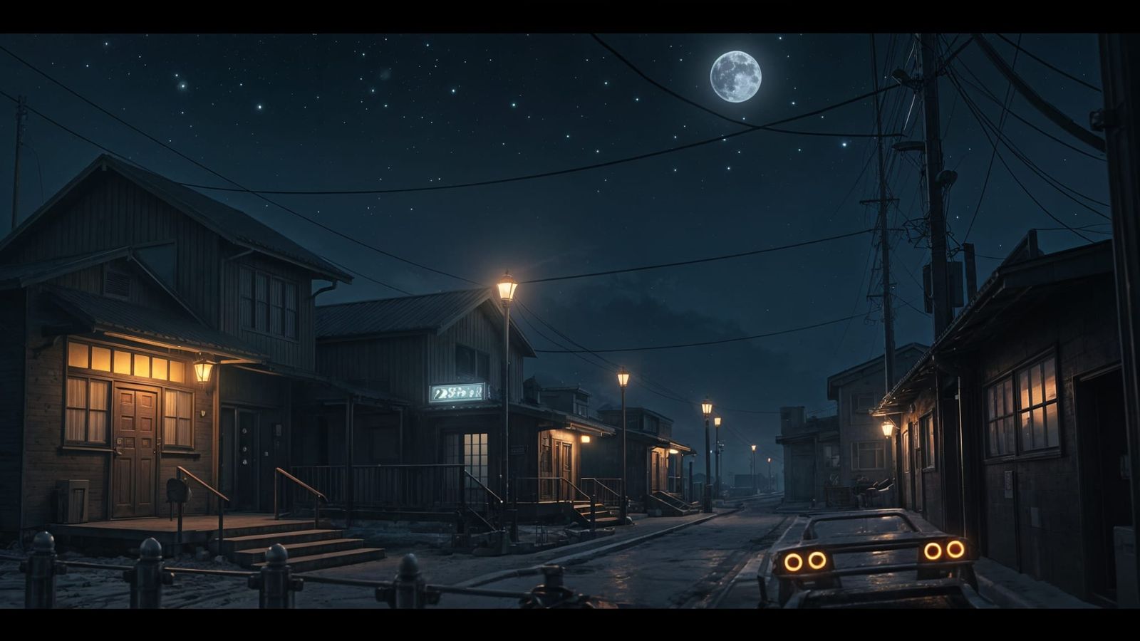 Cozy Military Base at Night in 3D Anime Style