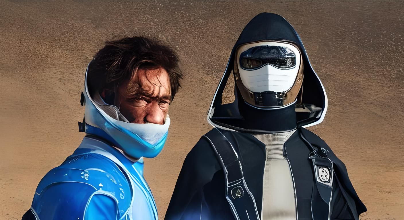 Sci-Fi Face Portrait with Glowing Blue Eyes