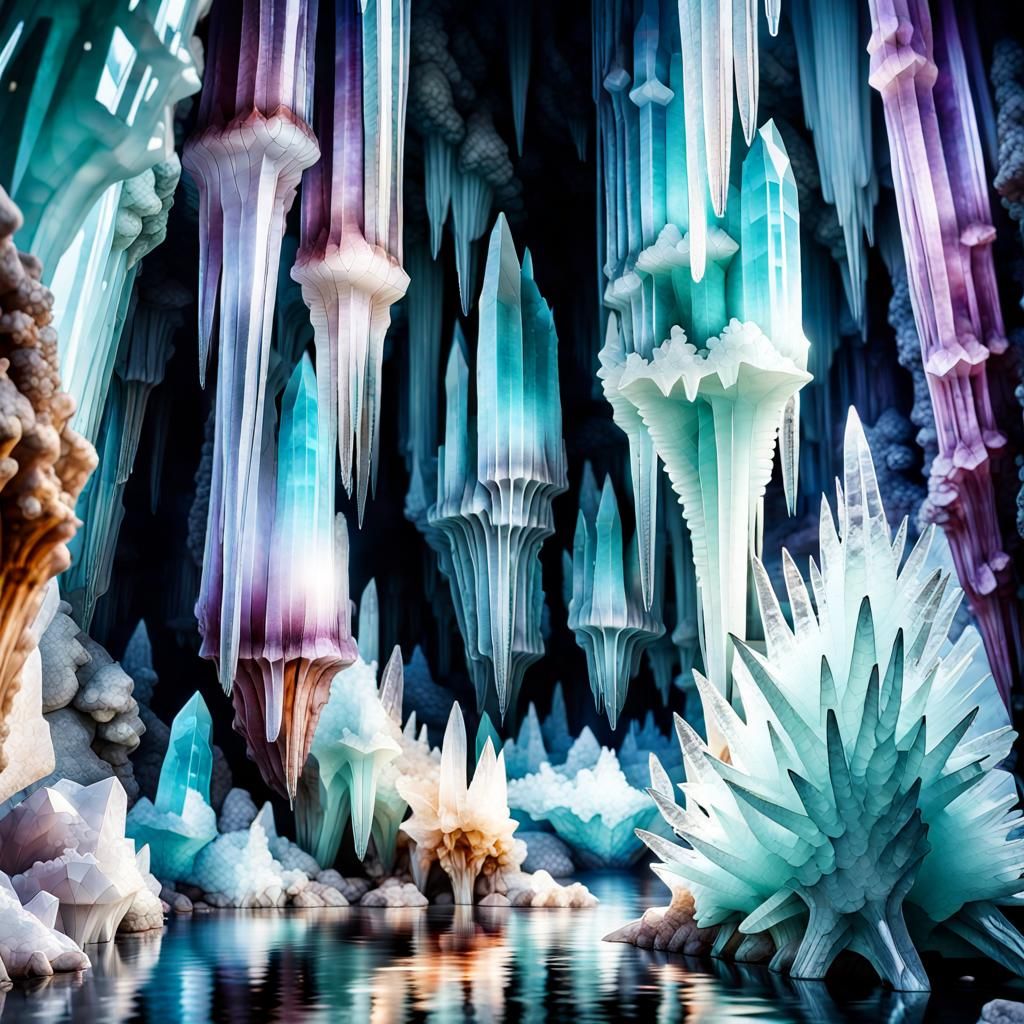 Hyperrealistic Crystal Cave with Cool Colors