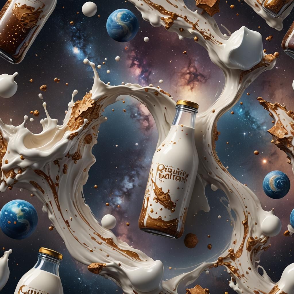 Milky Way Milk Bottle: Detailed Matte Painting