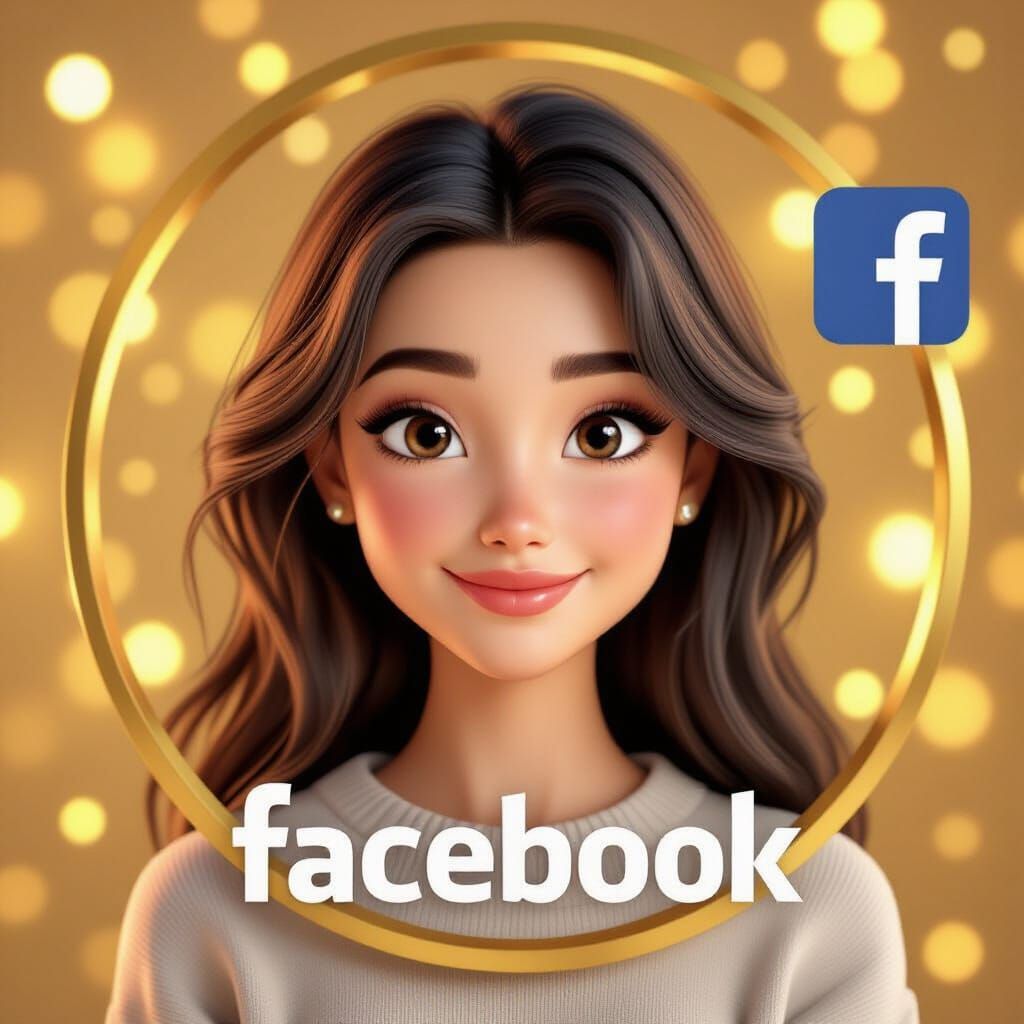 Pixar Style 3D Portrait of Elegant Woman in Golden World