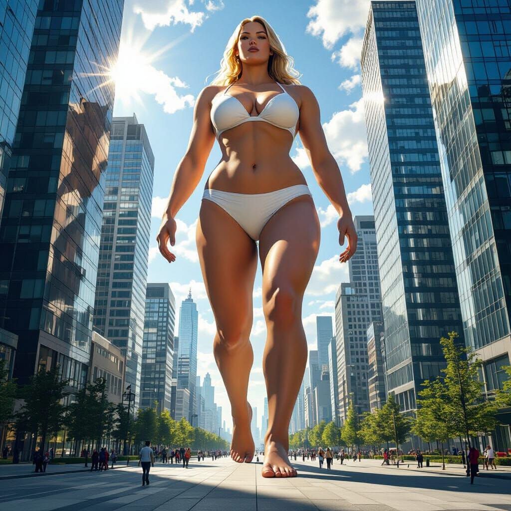 Colossal Giantess Dominates Metropolis in Hyperrealistic Sty...