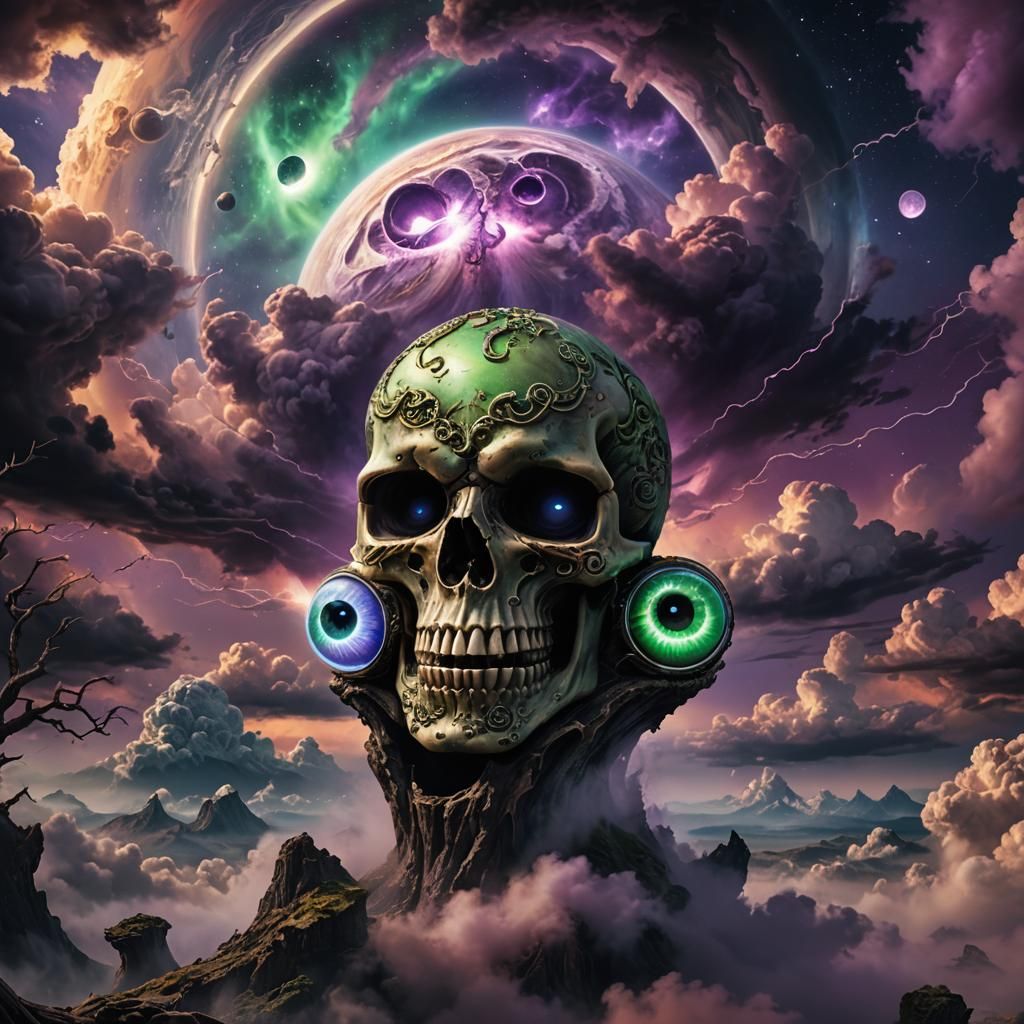 Jupiter Ring Skulls in Creepy Enchanted Sky