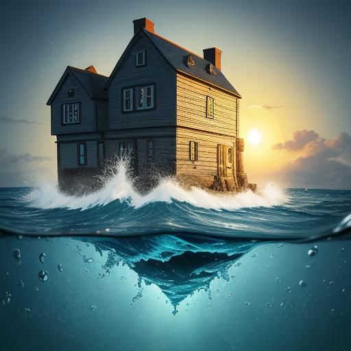 Cartoon Ram Attack in Surreal De Stijl Landscape