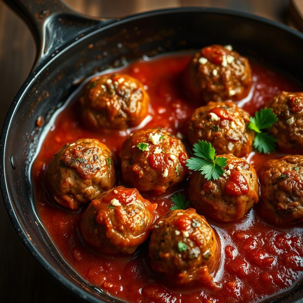 Savory Meatballs in a Hearty Tomato Sauce Still Life