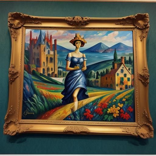 Beautiful landscape, in style of Leonidas Afremov. Remedios ...