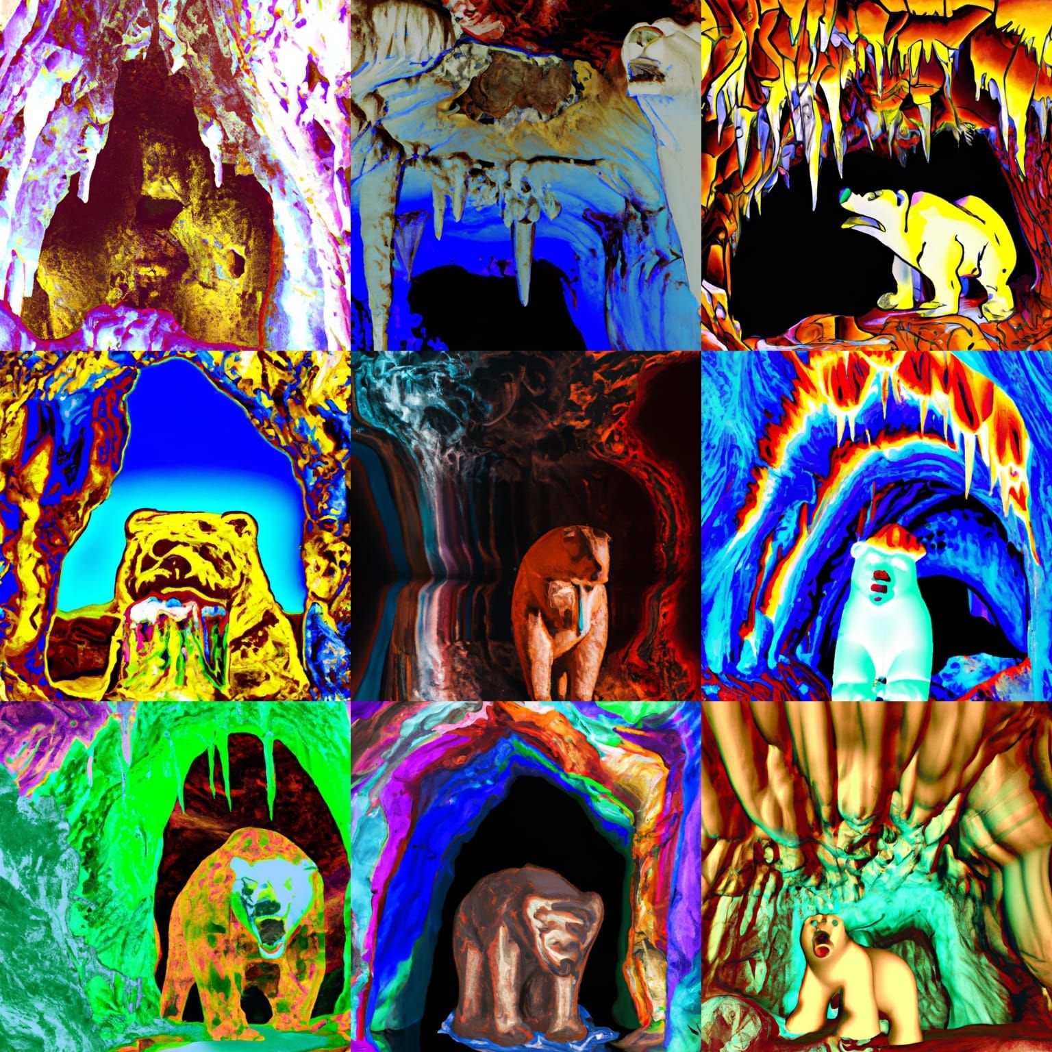Psychedelic Cave Bear in Melting Skyrim Cave
