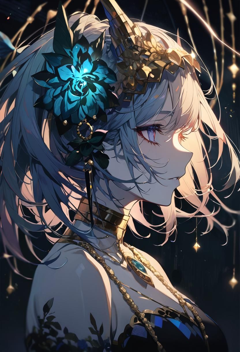 Striking Dichotomy: Gothic Woman in Night City