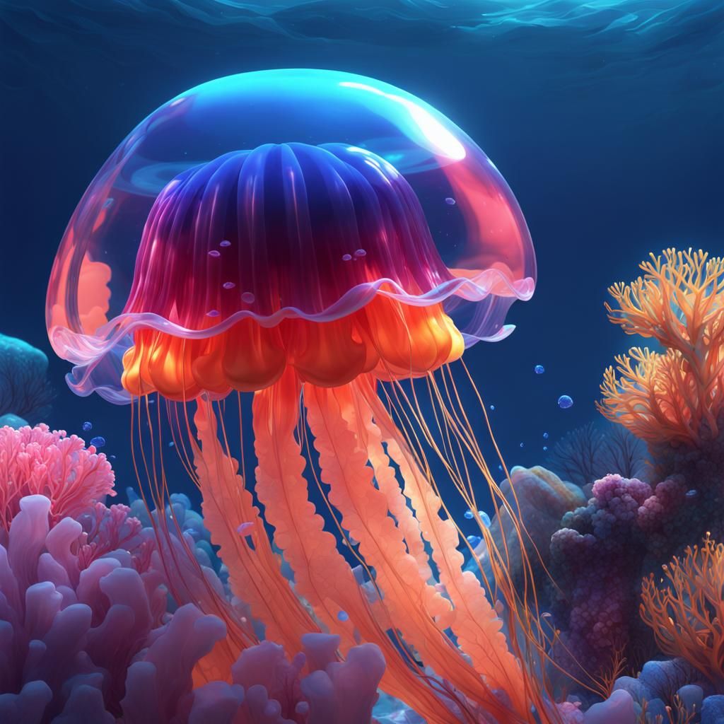 Jellyfish Made of Jelly in Jelly Oceanscape