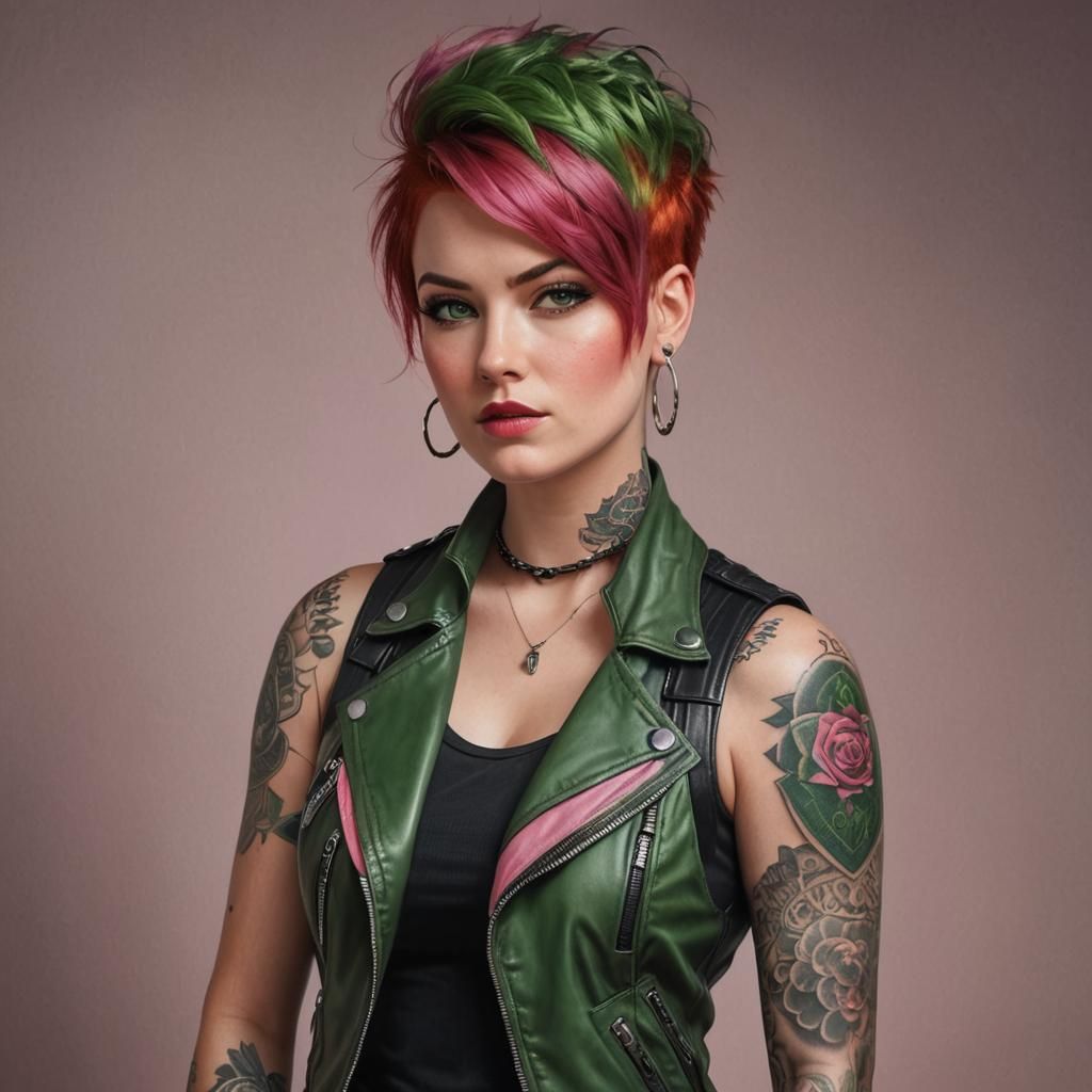 Hyperrealistic Punk Rocker Superhero Portrait