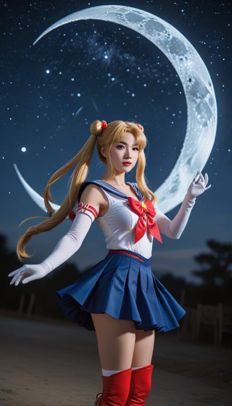 Sailor Moon Goddess in a Dreamy Starry Night