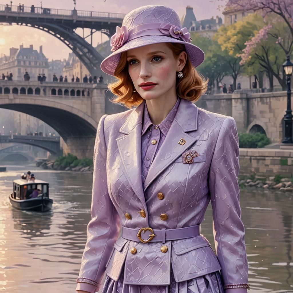 Anime Jessica Chastain in Paris, Digital Art