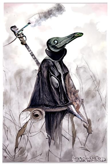 Eerie Plague Doctor in Shadow