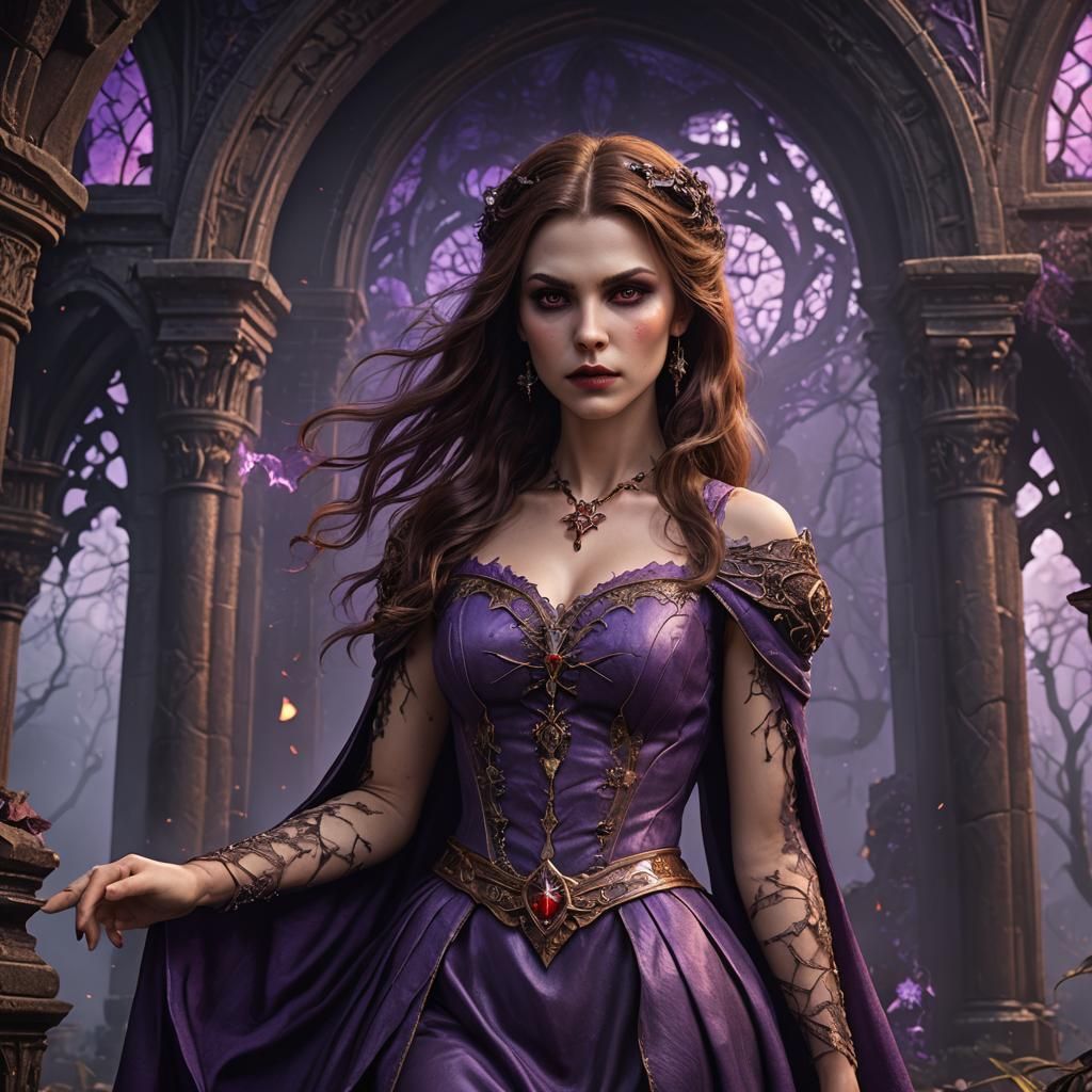 Vampire Goddess Rebecca in Detailed Matte Painting