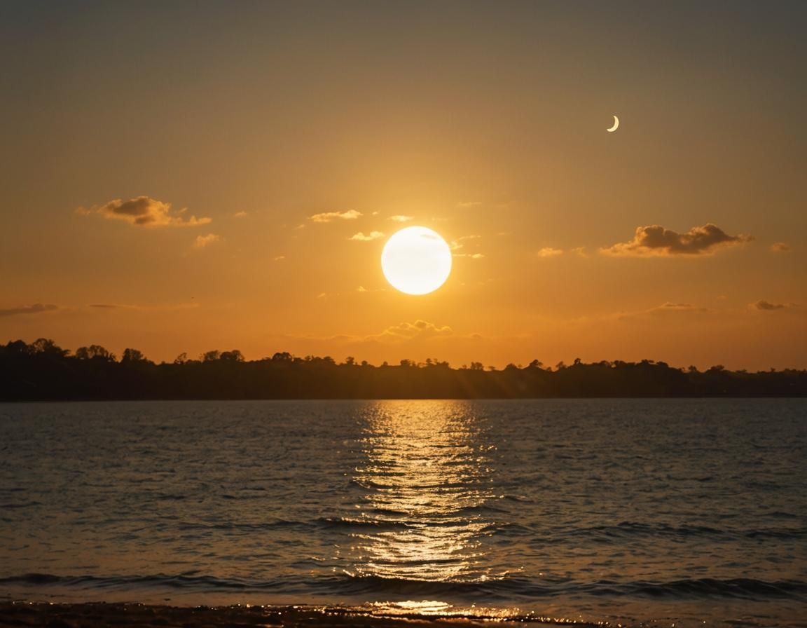 Whimsical Sun and Moon Friendship in Golden Light