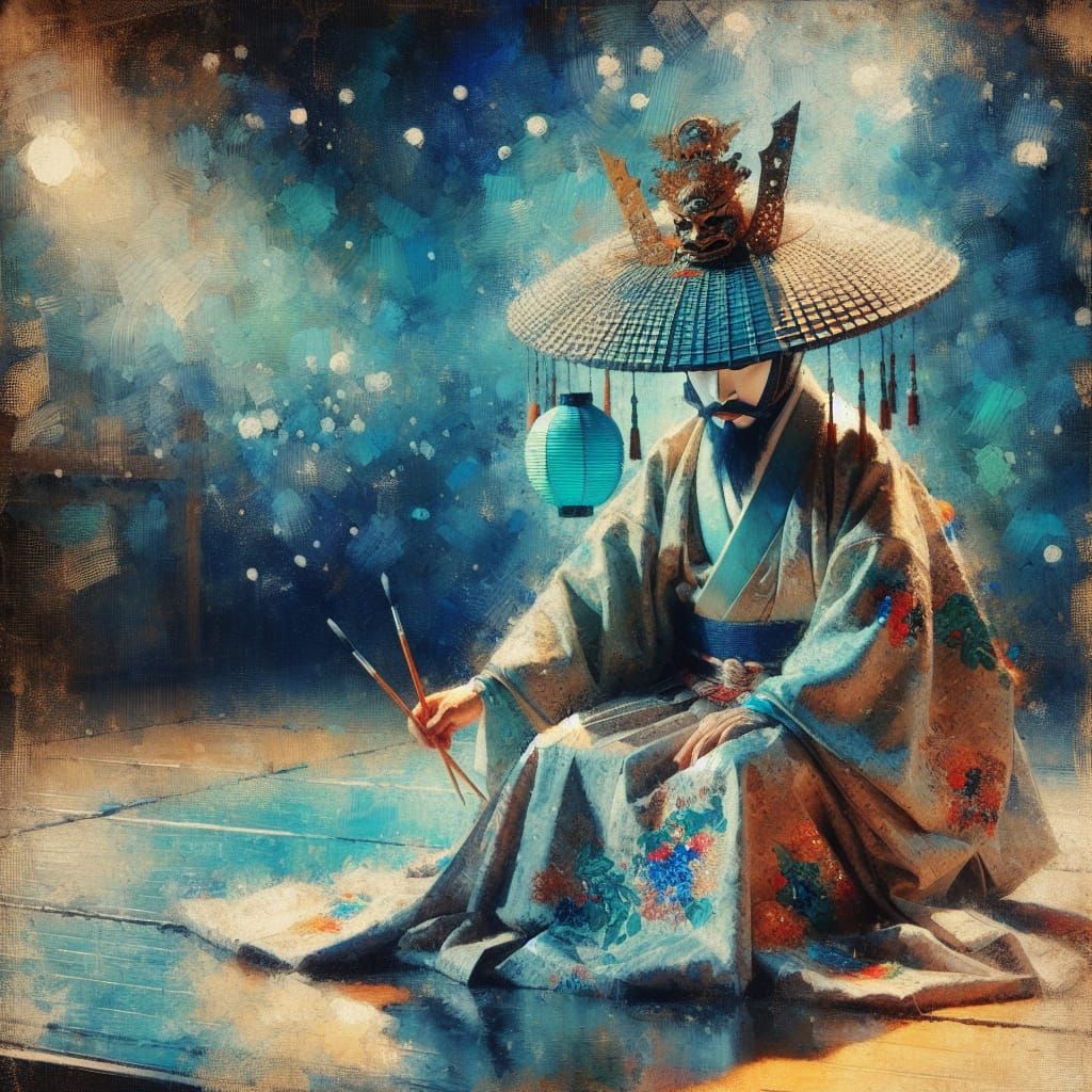 Kabuki Actor in Traditional Japanese Art Style