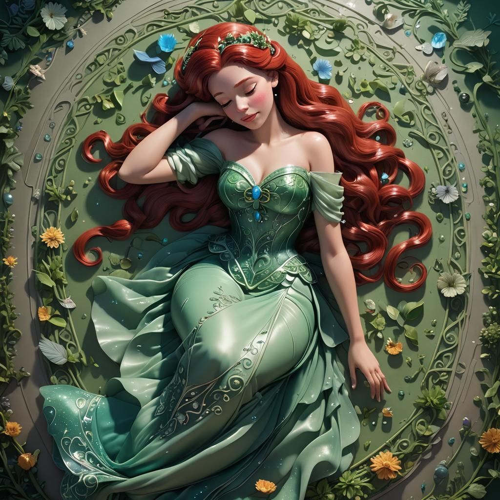 Princess Ariel Sleeping: 3D Digital Art