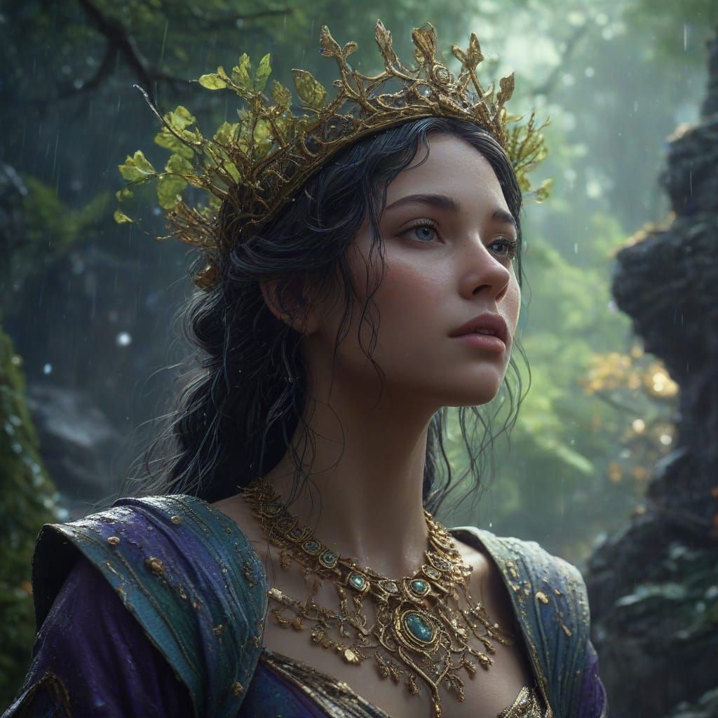 Ethereal Goddess of the Ruins in Dystopian Fantasy