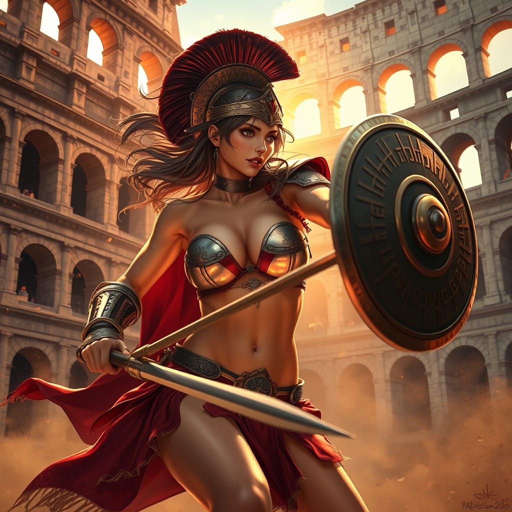 Roman Armor Bikini Warrior in Colosseum