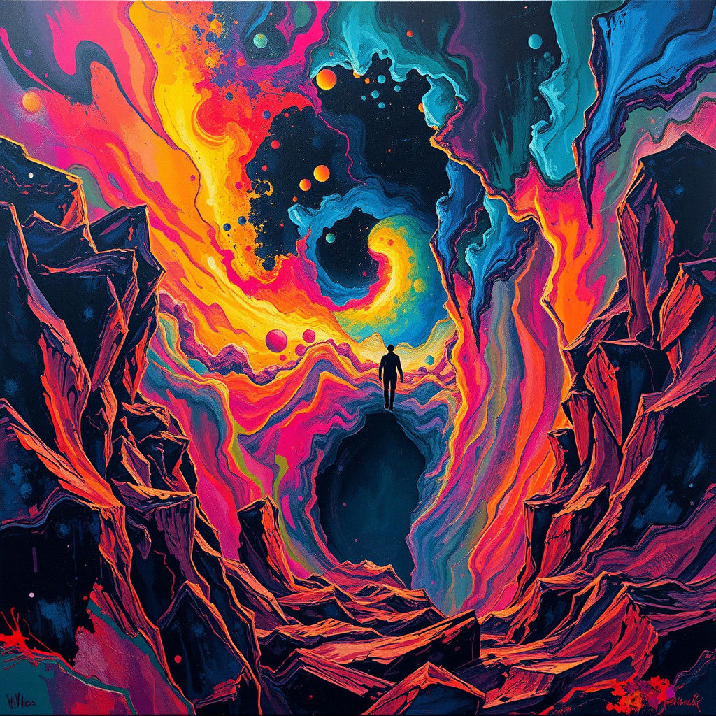 Journey to Earth's Core in Graffiti Art Style