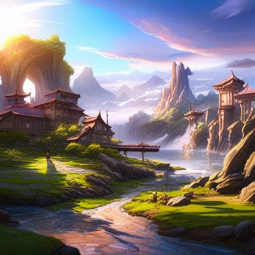 Dynamic Action Anime Scene in Detailed Matte Painting