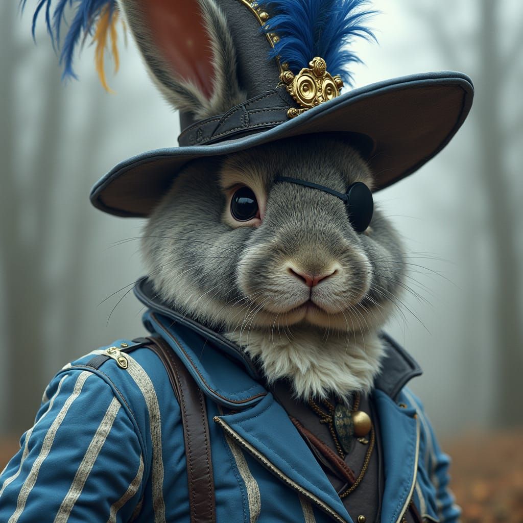 Rabbit Mercenary with Eyepatch in Landsknecht Attire