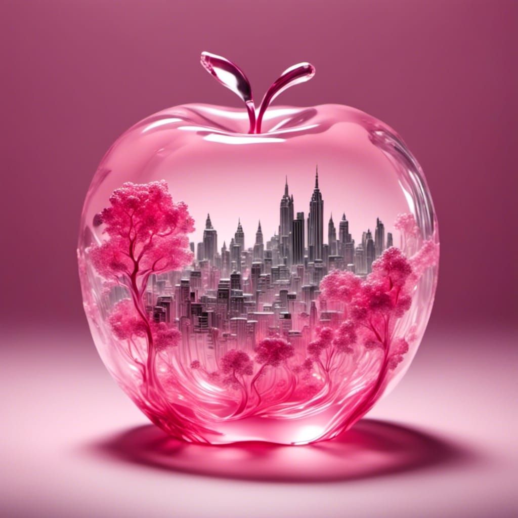 Translucent Apple Encasing a Pink World