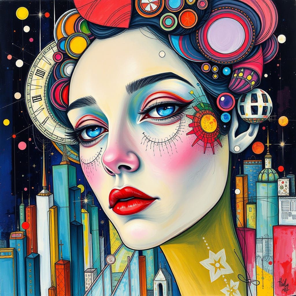 Abstract City Portrait in Vivid Colors