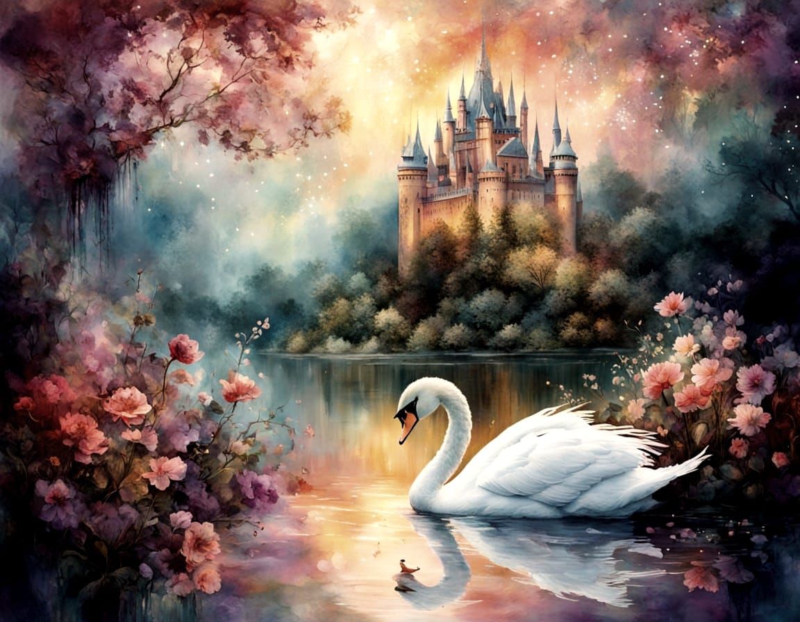 Ethereal Castle Scene at Dusk