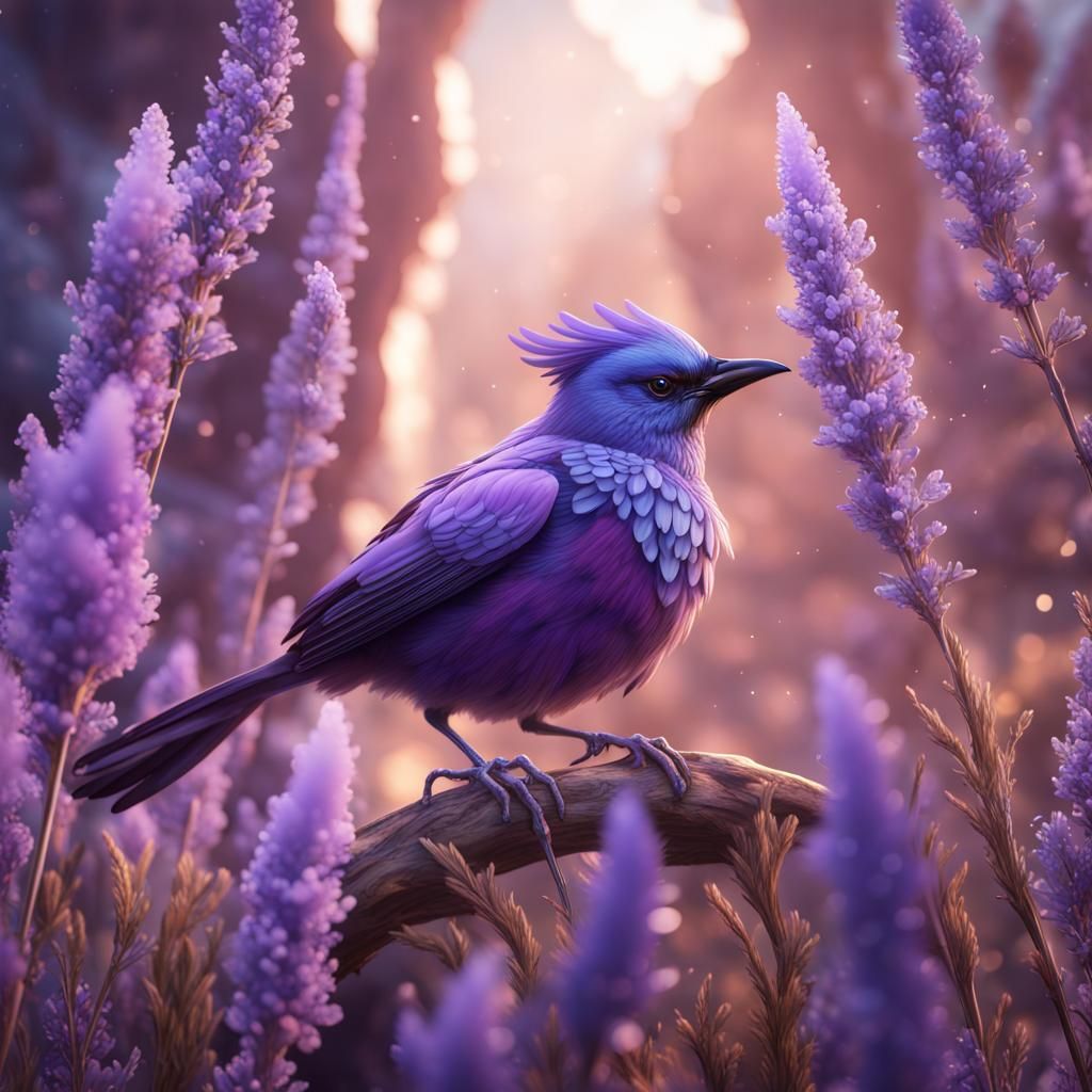 Crystal Lavender Jay Bird Matte Painting