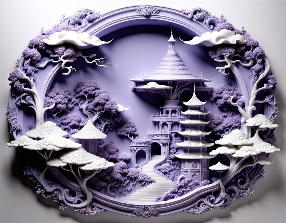 Baroque Fairy Bas Relief Sculpture in Marble