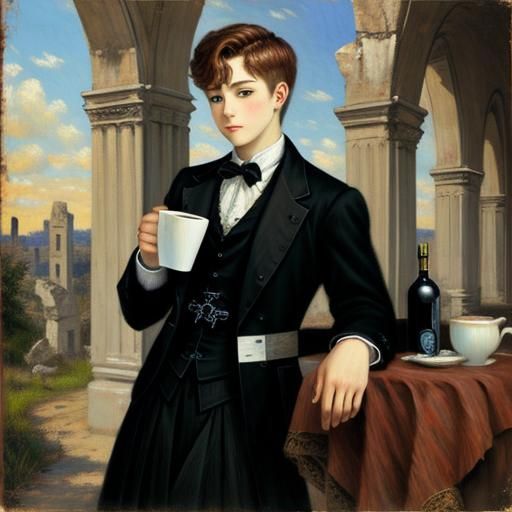 Teen with Coffee: Impressionistic Pastel Portrait