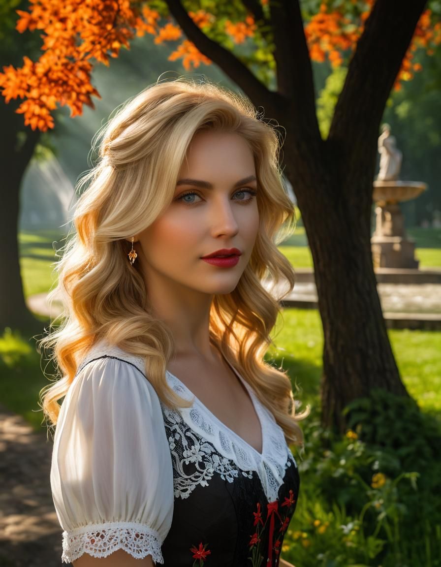 Misty Morning: Romanesque Woman in Chiaroscuro Style