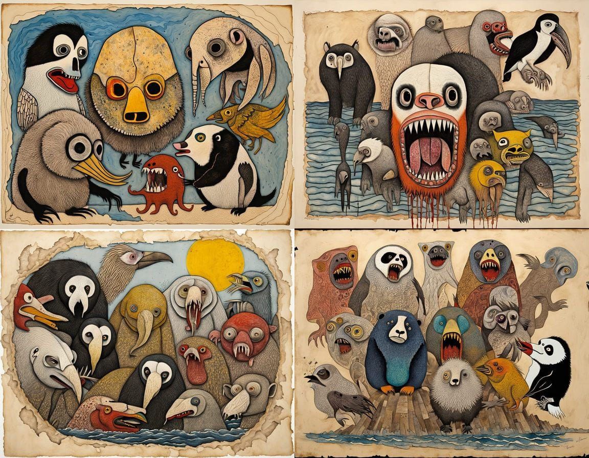 Surreal Japanese Monstrosity in Mixed Media