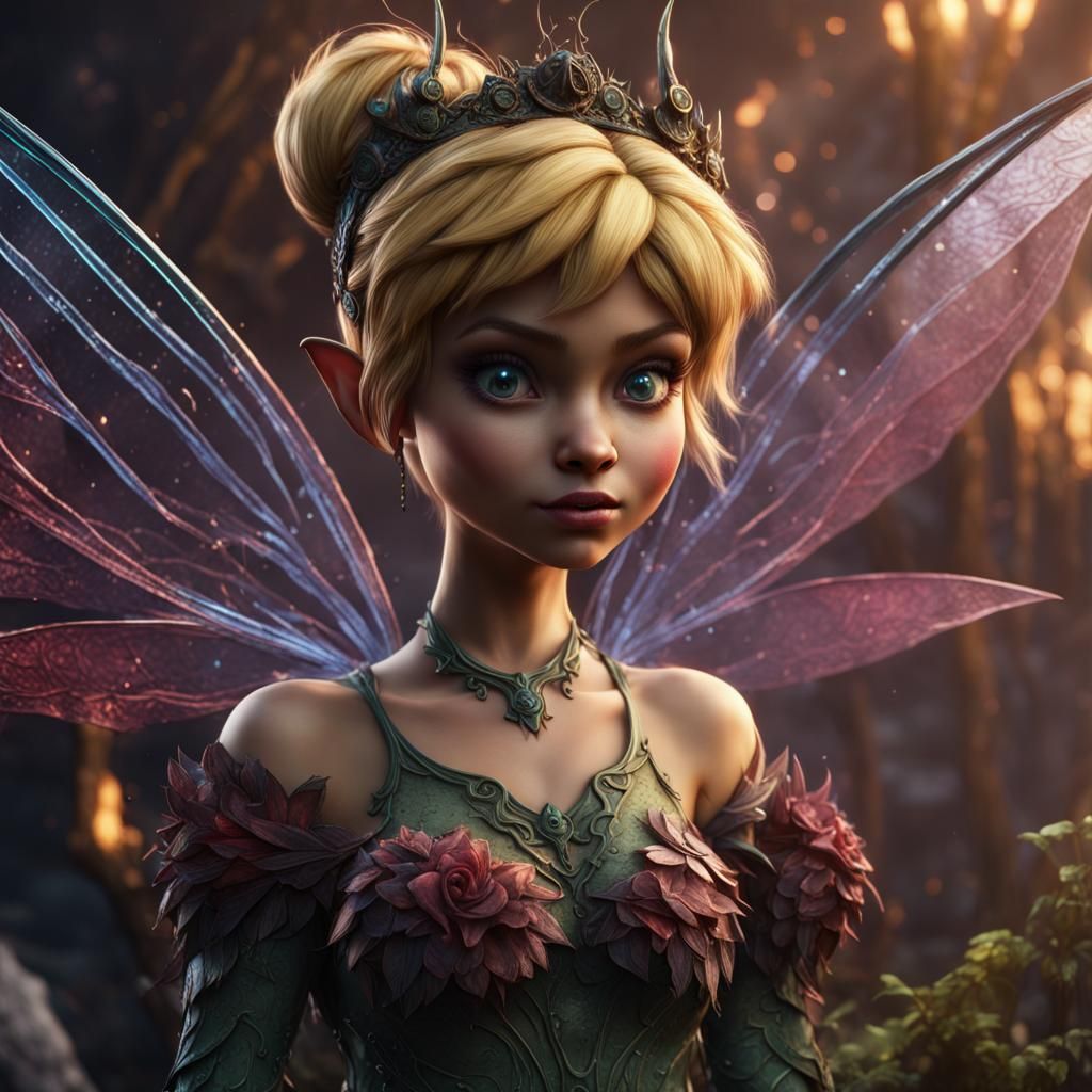 Evil Tinkerbell in Detailed Matte Painting Style