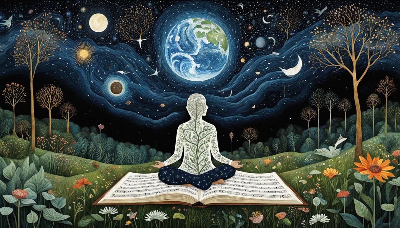 Surreal Cosmic Landscape with Bio-Art Elements in Digital Ar...