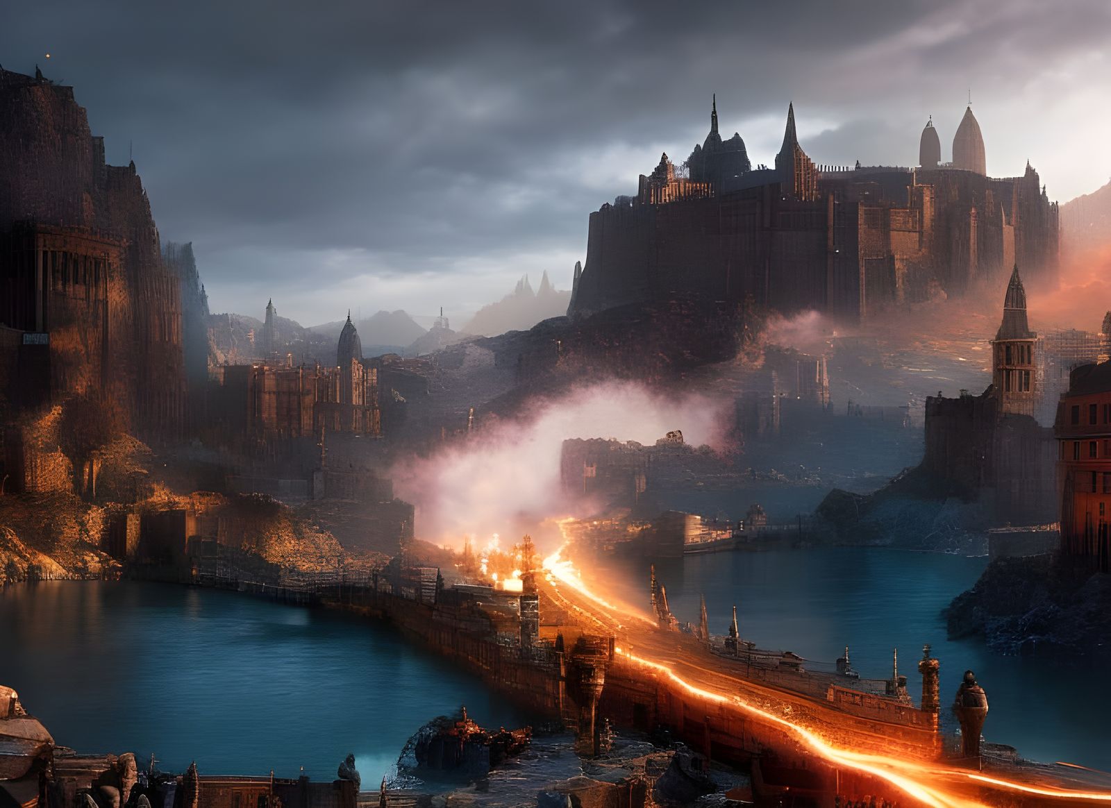 Dramatic Torchlight Procession at the Gates: Time-Lapse