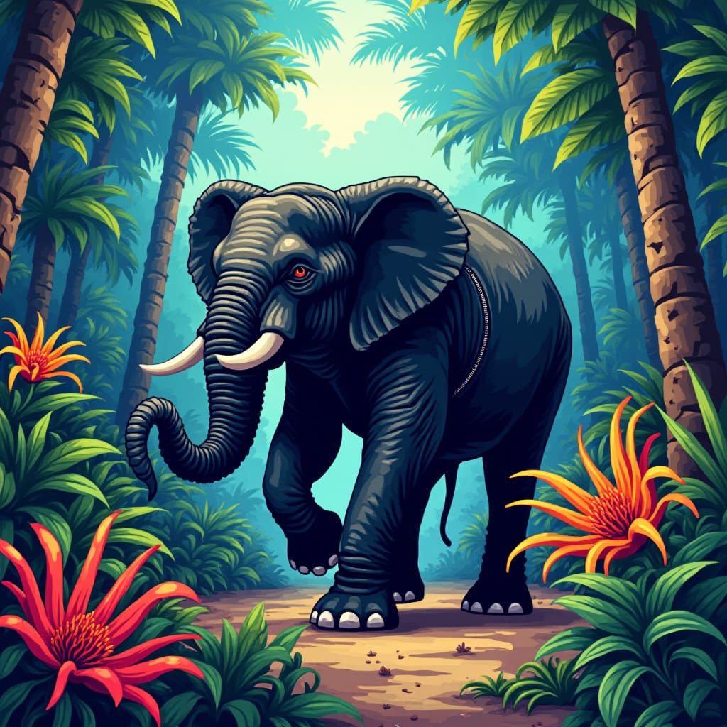 Elephant in Latex Suit: 8-bit Pixel Art