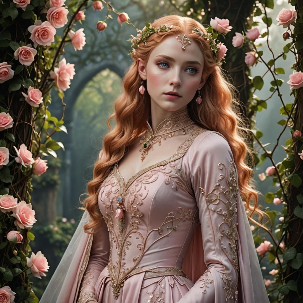 a short, stocky half-elf woman with strawberry blonde hair t...