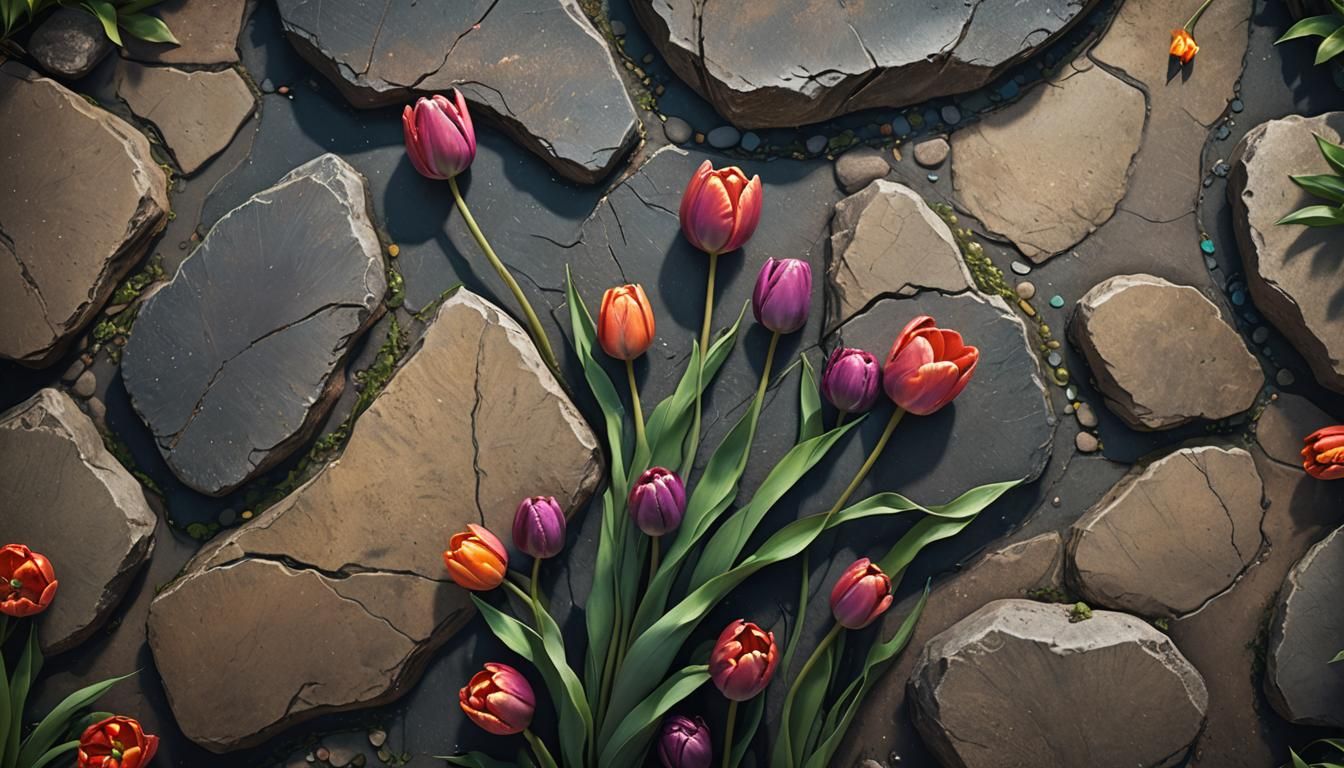 Fantastical Tulip Garden in Detailed 3D Rendering