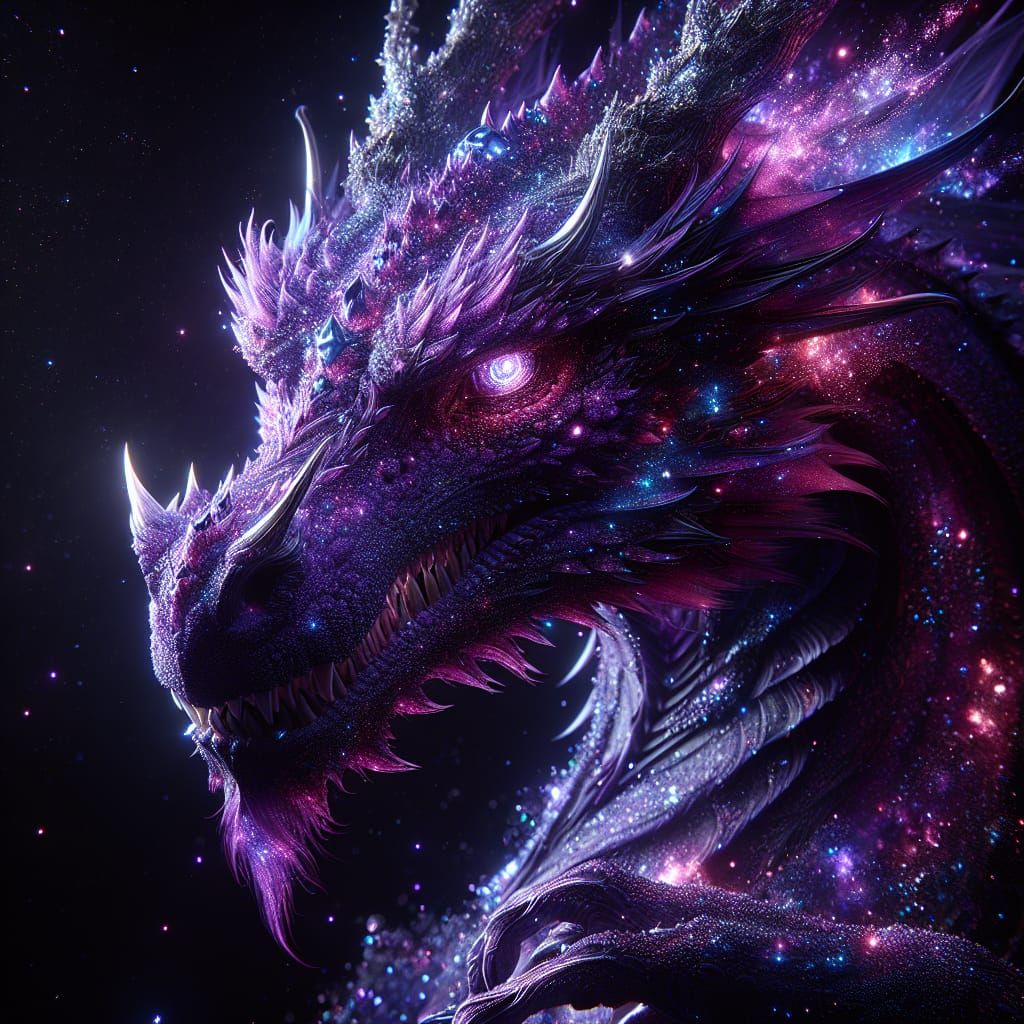 Epic Purple Dragon with Bioluminescence in Photorealistic CG...