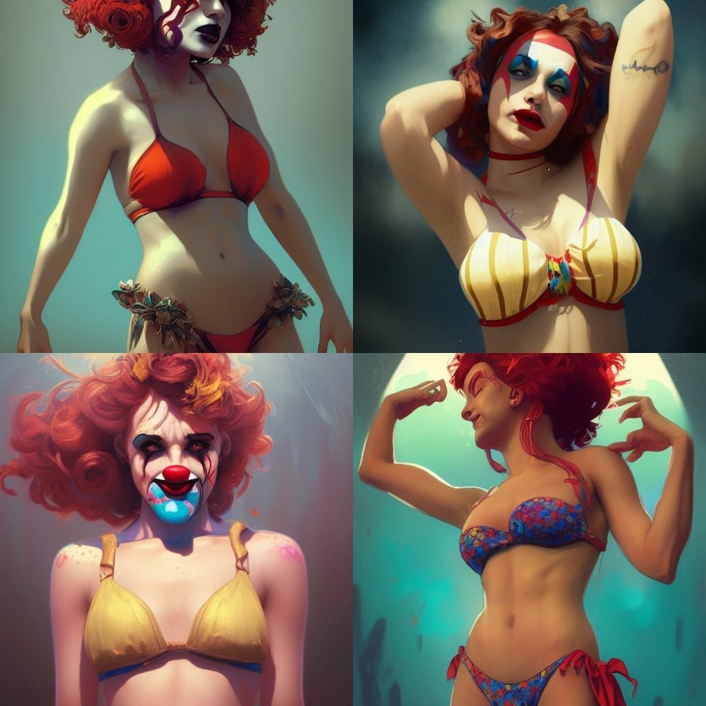 Clown Girl Portrait in Hyperdetailed Style