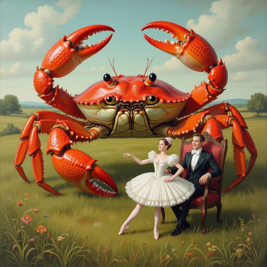 Gigantic Medieval Crab with Dancers, Dürer Style