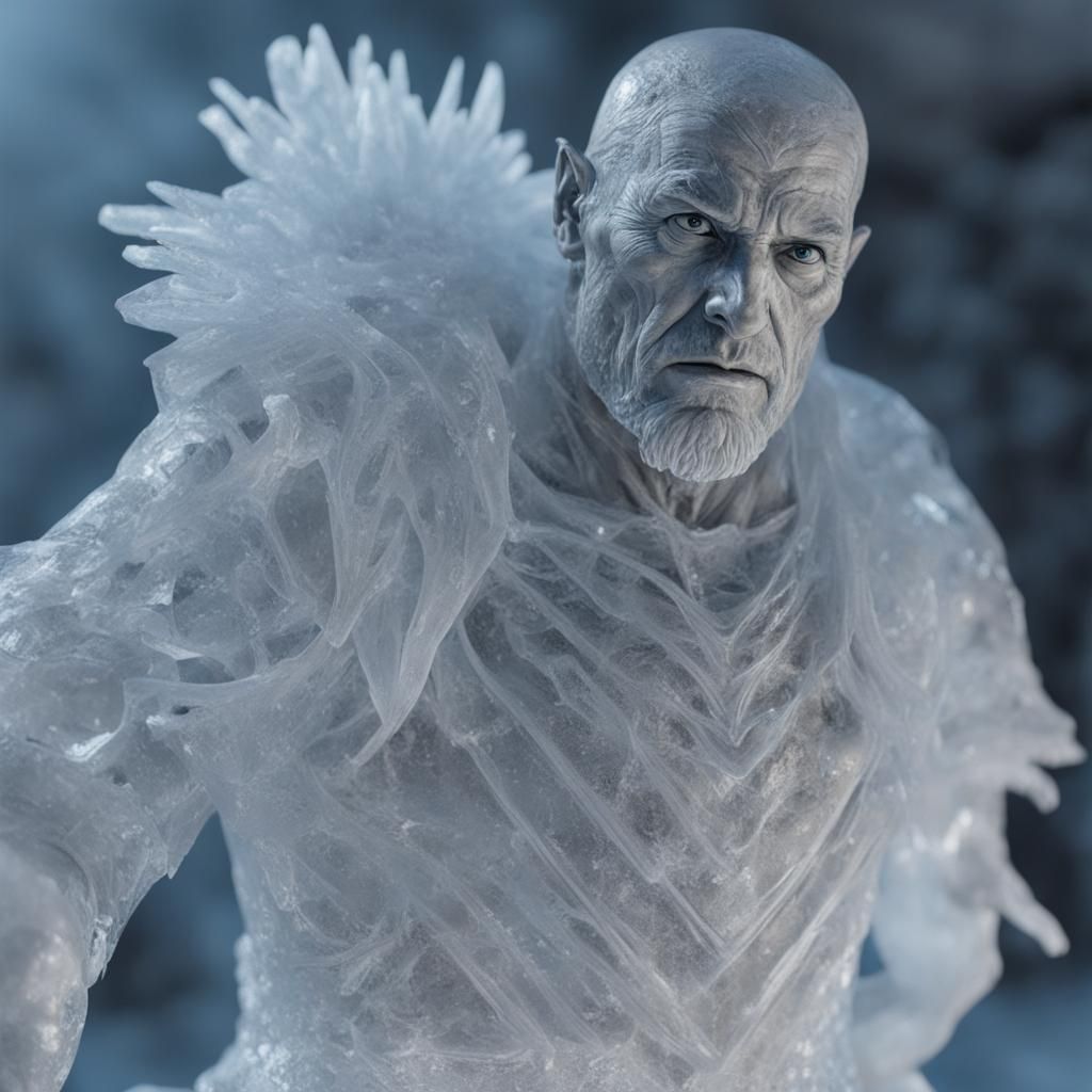 Frozen DnD Adventurer Ice Sculpture in 8k