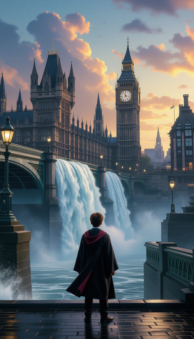 Mystical London Bridge Matte Painting in Rutkowski Style
