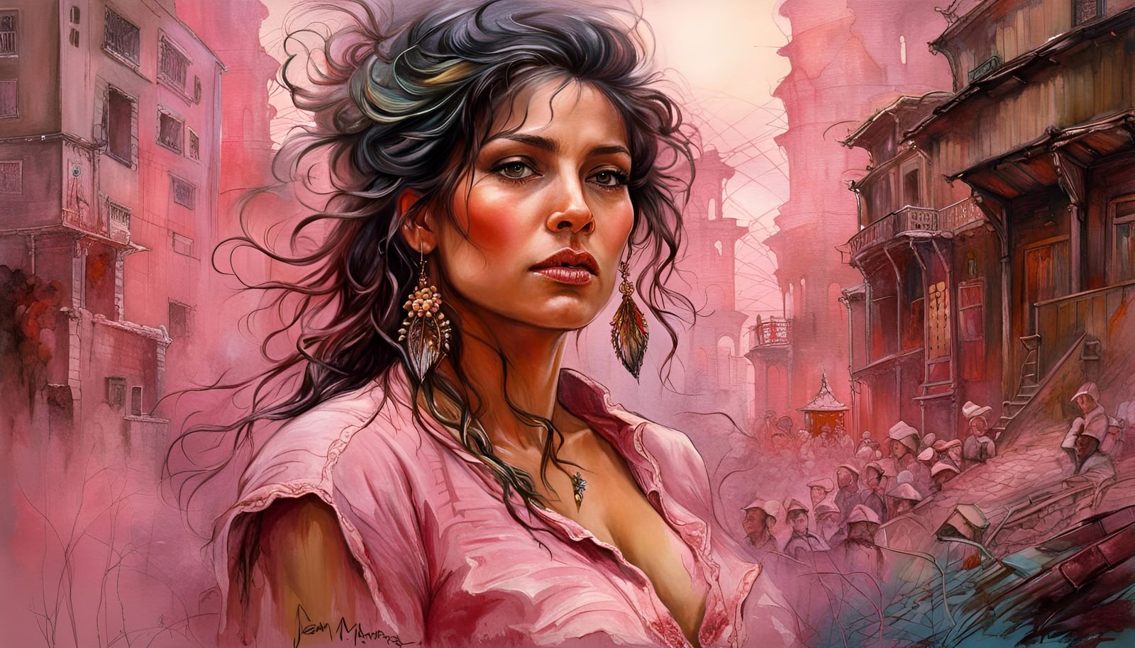 Expressive Portrait of Latin Woman in Mexico