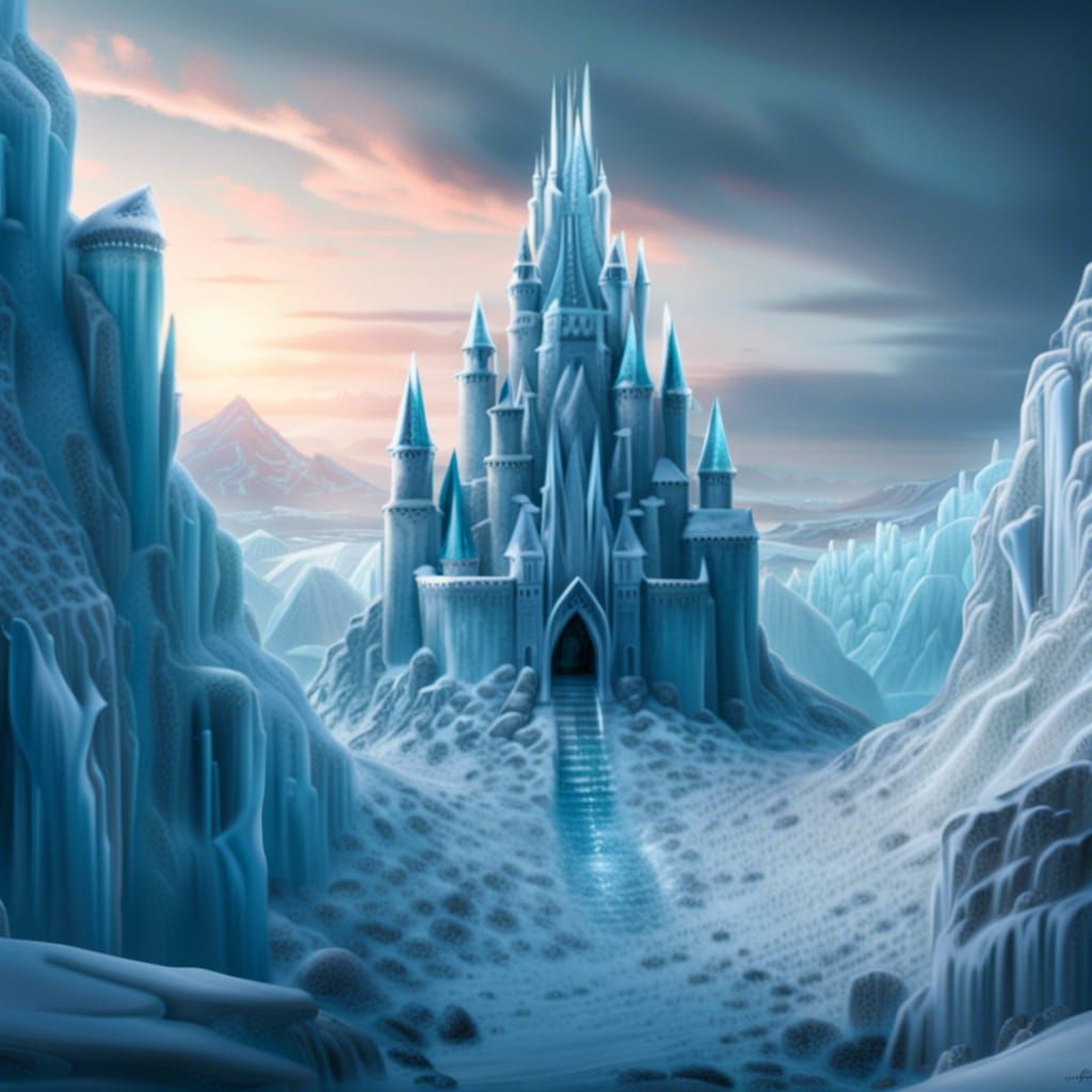Icy Landscape: Elsa's Distant Ice Castle
