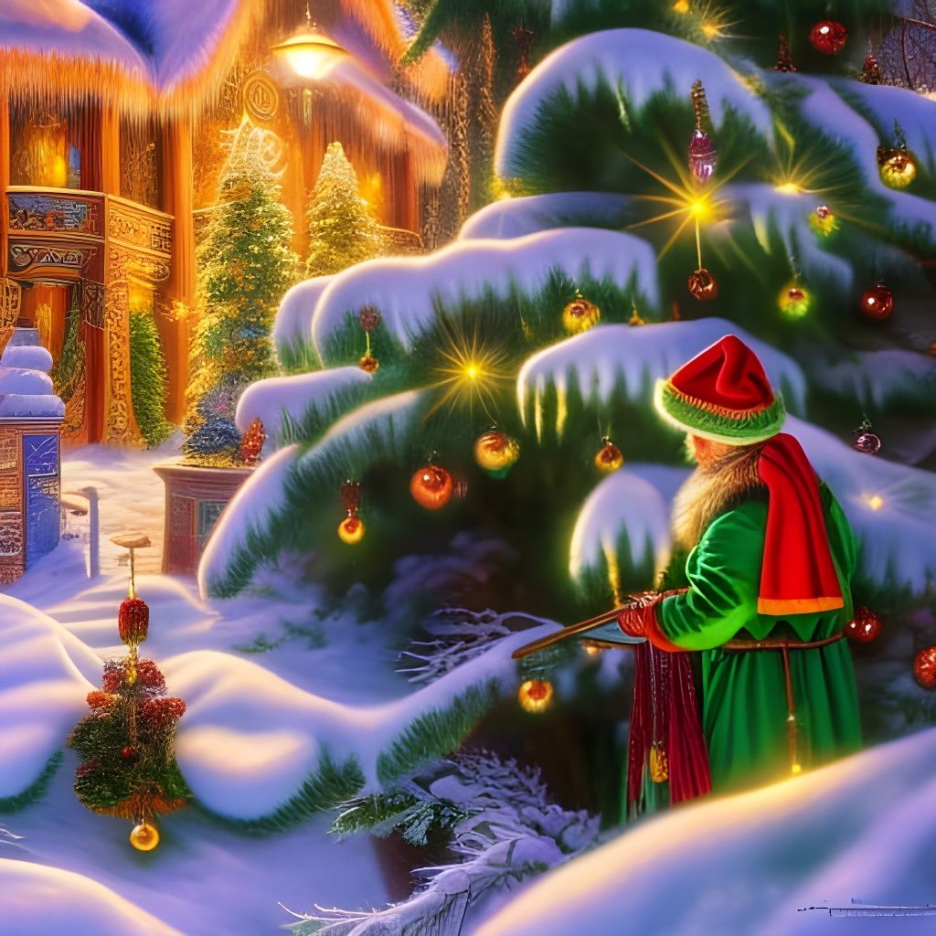 Detailed Pagan Winter Solstice Yule Tree Illustration